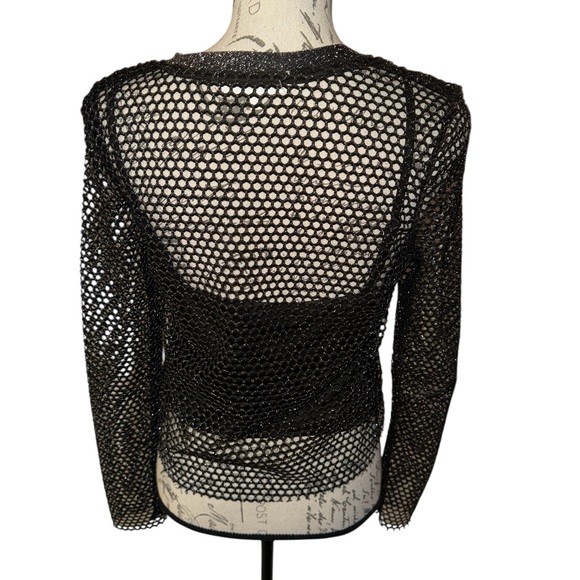 Steve Madden Black/Slate Metallic Mesh Top – Size Large – NWT - Picture 5 of 8